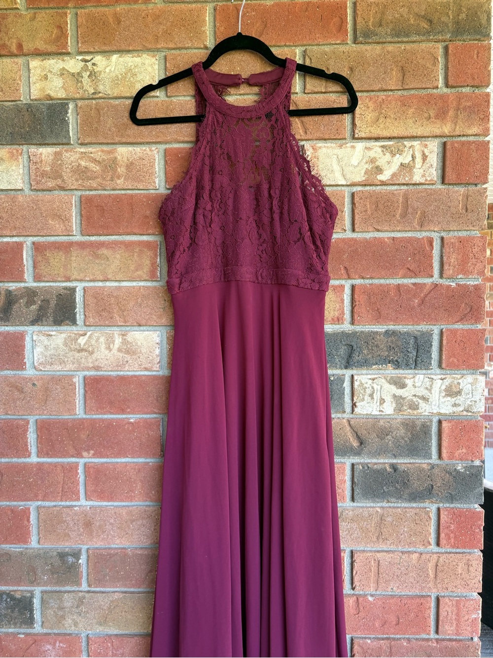 Lulu's Burgundy Lace Halter Maxi Dress - Picture 4 of 13